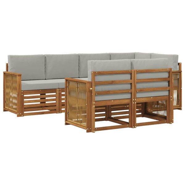vidaXL Ensemble de canapés d'extérieur 6 pc Naturel et gris clair