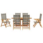 Ensemble de salle à manger de jardin 7 pièces vidaXL Gris en bois massif d'acacia et polyrotin