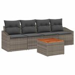 vidaXL Ensemble de canapé de jardin 5 Pièces Gris
