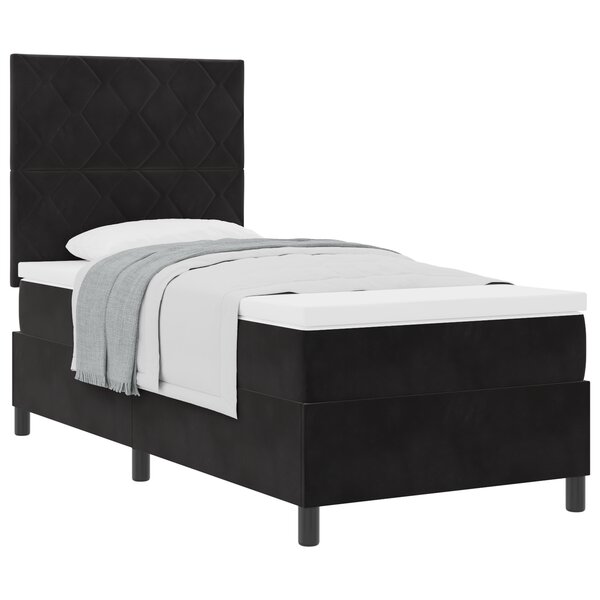 Lit Box Spring vidaXL avec Matelas Noir 90x200 cm Velours