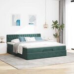 VidaXL Cadre de lit ottoman avec matelas vert foncé 180x200 cm velours