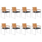 vidaXL Chaises de jardin lot de 8 avec coussins Bois d'acacia solide