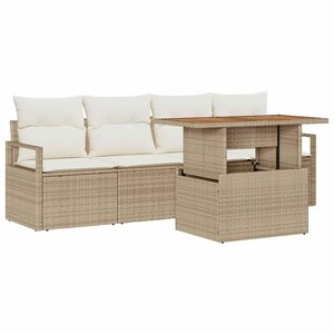 vidaXL Ensemble de canapé de jardin avec coussin 5 Pièces beige et crème