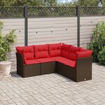 vidaXL Salon de jardin avec coussins 5 Pièces marron résine tressée