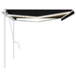 vidaXL Auvent manuel rétractable avec LED 5x3 m Anthracite