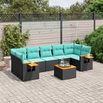 vidaXL Salon de jardin 8 Pièces avec coussins noir résine tressée