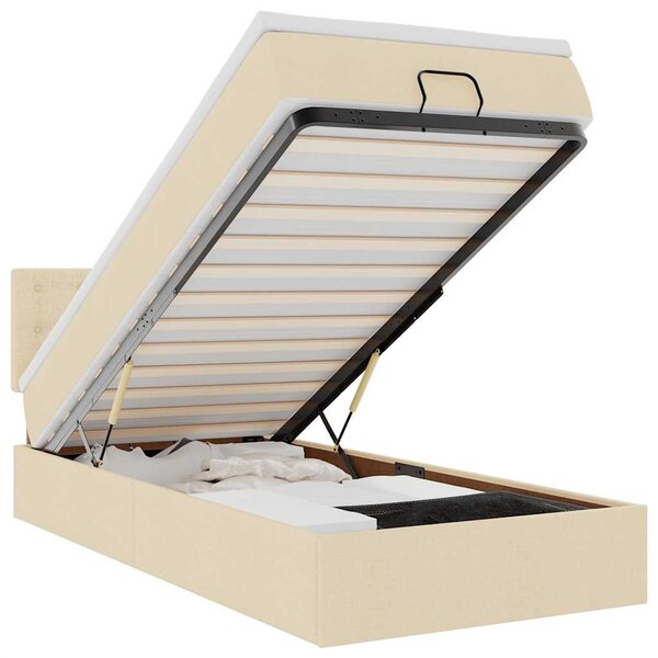 vidaXL Lit ottoman avec matelas crème 90x200 cm tissu