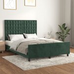 vidaXL Cadre de lit avec tête de lit Vert foncé 140x200 cm Velours