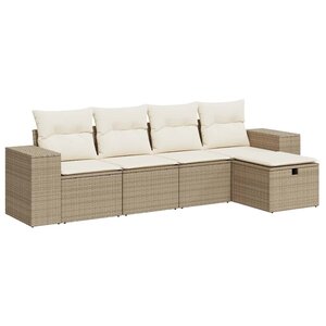 vidaXL Salon de jardin avec coussins 5 Pièces beige résine tressée