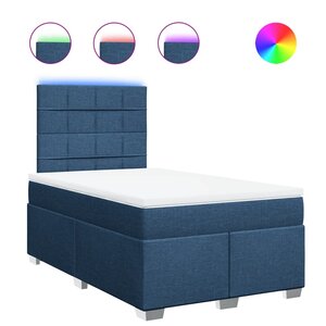 vidaXL Sommier à lattes de lit avec matelas bleu 120x190 cm tissu