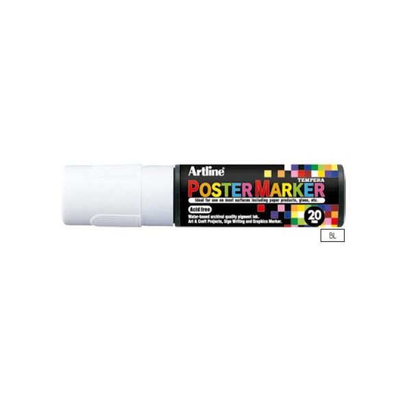 Marqueur 'PosterMarker Tempera' 'EPP20' pointe carrée 20 mm blanc ARTLINE