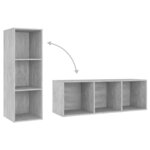 vidaXL Meubles TV 3 Pièces Gris béton 107x35x37 cm Bois d'ingénierie