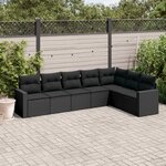 vidaXL Salon de jardin 7 Pièces avec coussins noir résine tressée