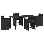 vidaXL Ensemble de salle à manger de jardin 5 pièces avec coussins Noir Rattan poly