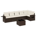 vidaXL Salon de jardin avec coussins 7 Pièces marron résine tressée