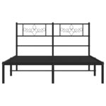 vidaXL Cadre de lit métal sans matelas avec tête de lit noir 135x190cm