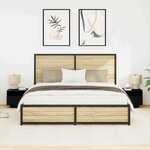 vidaXL Meuble de Chevet avec tiroir 2 Pièces Chêne noir 40 x 39 x 37 cm