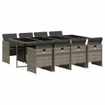 vidaXL Ensemble à manger de jardin 9 Pièces coussins gris résine tressée