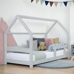 Lit cabane enfant TERY 120 x 190 gris clair