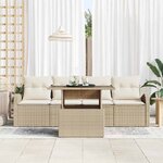 vidaXL Ensemble de canapé de jardin 5 Pièces Beige Poly Rattan