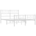 vidaXL Cadre de lit métal sans matelas et pied de lit blanc 140x190 cm