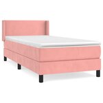 vidaXL Sommier à lattes de lit avec matelas Rose 90x200 cm Velours