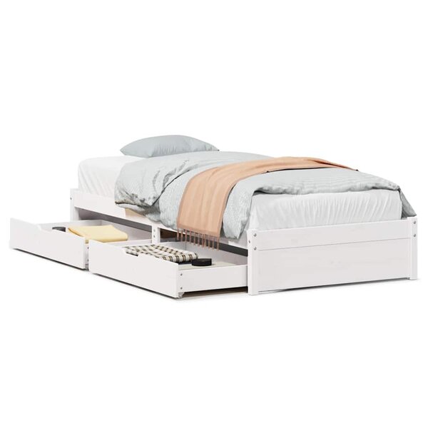 vidaXL Cadre de lit sans matelas blanc 100x200 cm bois de pin massif