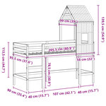 vidaXL Lit superposé avec échelle et toit sans matelas 90x200 cm