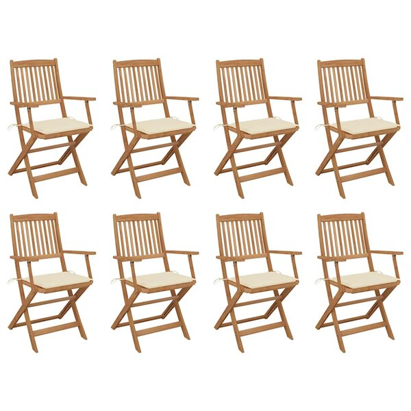 vidaXL Chaises pliables d'extérieur et coussins lot de 8 Bois d'acacia