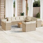 vidaXL Salon de jardin avec coussins 14 Pièces beige résine tressée