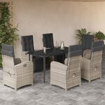 vidaXL Ensemble à manger de jardin et coussins 7 Pièces gris clair rotin