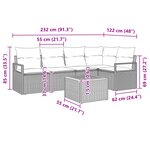 vidaXL Ensemble de 6 Canapés de Jardin avec Coussins Gris Poly Rattan Acacia