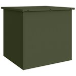 vidaXL Boîte de rangement extérieure en vert olive - 55 x 50 5 x 50 cm  faite en acier laminé à froid.