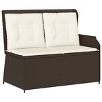 vidaXL Banc inclinable de jardin avec coussins marron résine tressée