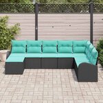 vidaXL Ensemble de Canapés 8 Pièces Noir et turquoise polyrotin