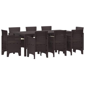 vidaXL Ensemble de salle à manger pour jardin 9 Pièces Marron