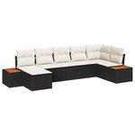 vidaXL Ensemble de Canapé de Jardin 7 Pièces avec Coussins Noir en Poly Rattan