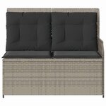vidaXL Banc de jardin avec coussin Gris clair Poly rotin