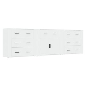 vidaXL Buffets 3 Pièces Blanc Bois d'ingénierie