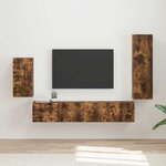 vidaXL Ensemble meuble TV 4 Pièces Chêne fumé Bois d'ingénierie
