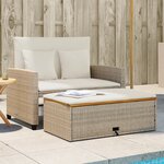 vidaXL Canapé de jardin 2 places coussins beige résine tressée&acacia
