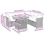 vidaXL Salon de jardin avec coussins 7 Pièces gris résine tressée