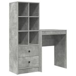 vidaXL Bureau avec rangement en bois d'ingénierie gris béton