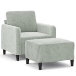 vidaXL Fauteuil avec repose-pied Gris clair 60 cm Velours