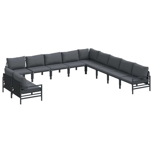 vidaXL Ensemble de canapé de jardin avec coussin Anthracite Acier
