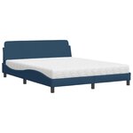 vidaXL Lit avec matelas Dover bleu 160x200 cm tissu