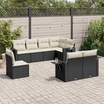 vidaXL Salon de jardin 8 Pièces avec coussins noir résine tressée