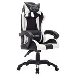 vidaXL Fauteuil de jeux vidéo avec LED RVB Blanc et noir Similicuir