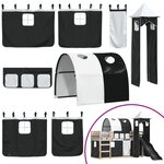 vidaXL Lit superposé sans matelas avec toboggan blanc noir 80x200 cm