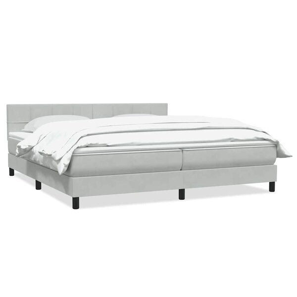 vidaXL Sommier à lattes de lit et matelas gris clair 180x210cm velours
